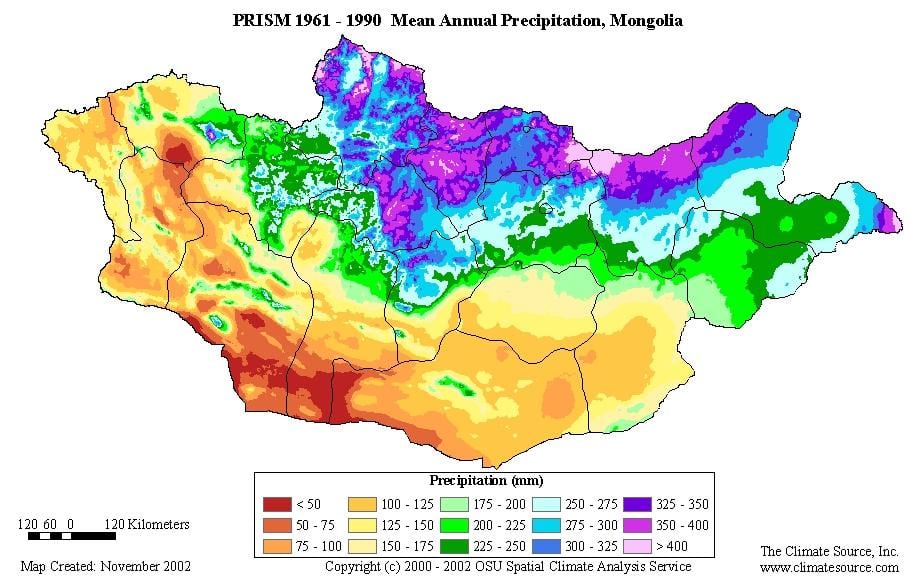 карта Манголіі шчыльнасць насельніцтва
