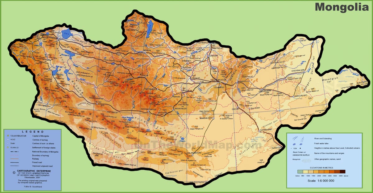 Манголія размяшчэнне карце 