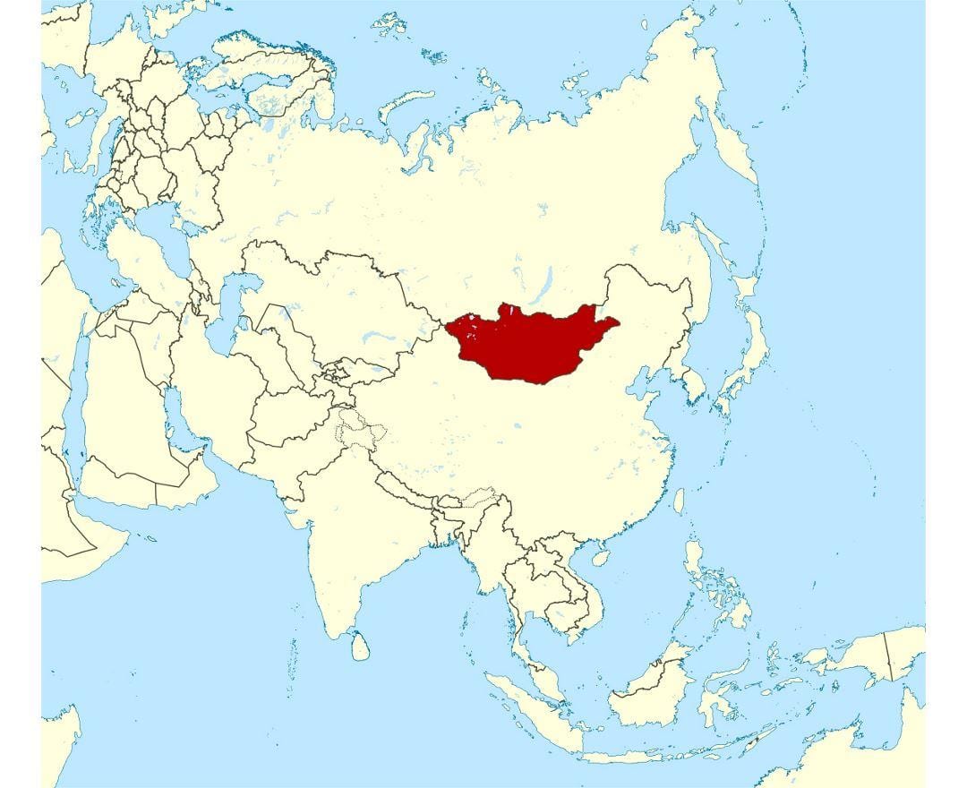 размяшчэнне Манголіі на карце свету
