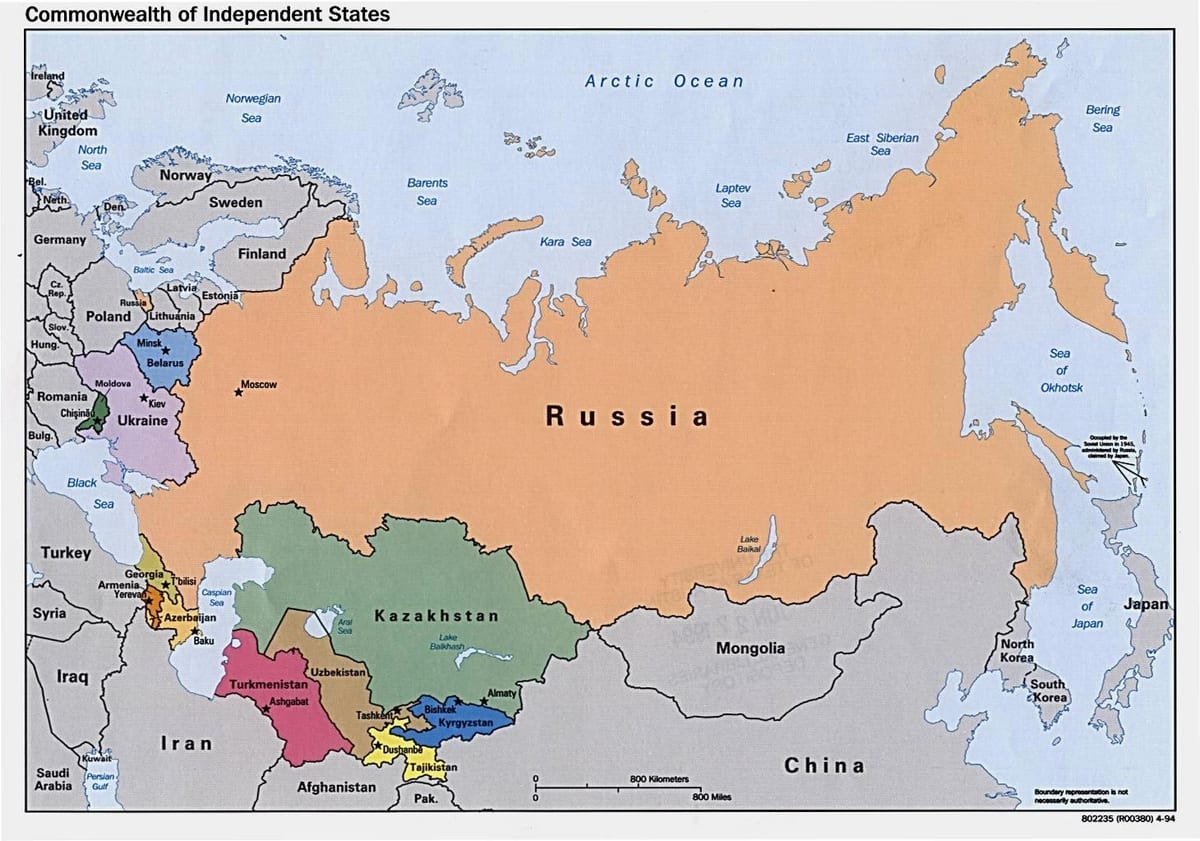 карта Расіі Манголіі