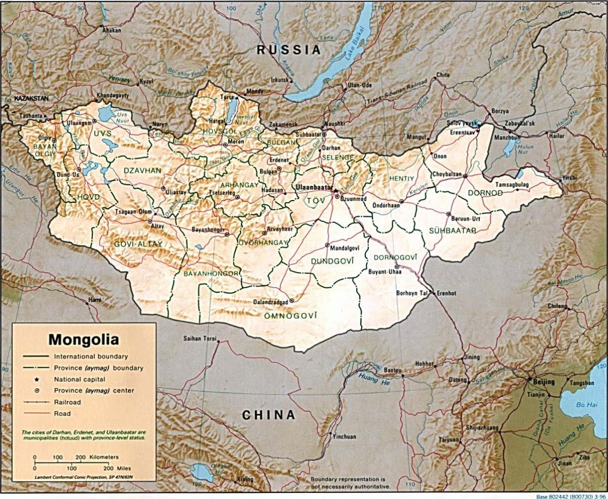 Манголія геаграфічнай карце
