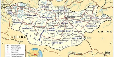 Манголія турыстычная карта