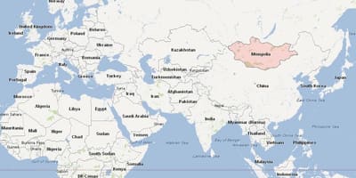 Карта Манголіі карце Азіі