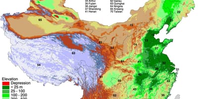 Карта Манголіі вышыні